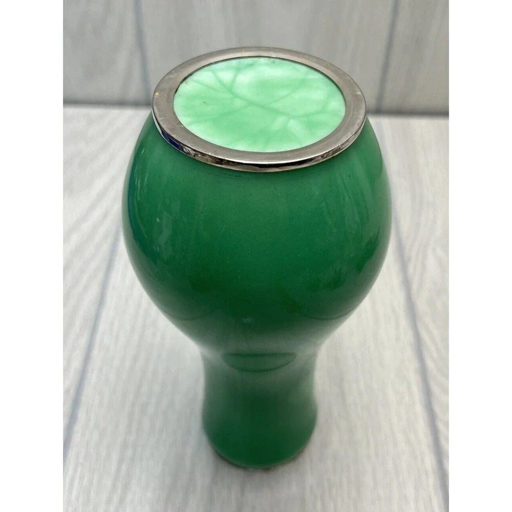 Japanese Wireless Cloisonne Vase Green - Taisho / Showa Period - 7 1/4
